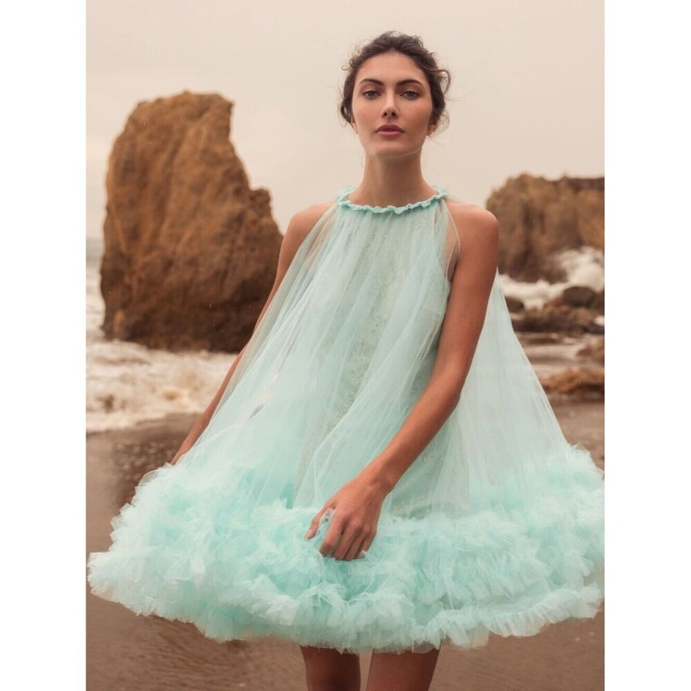 Mac Duggal Mint Tulle Mini Dress